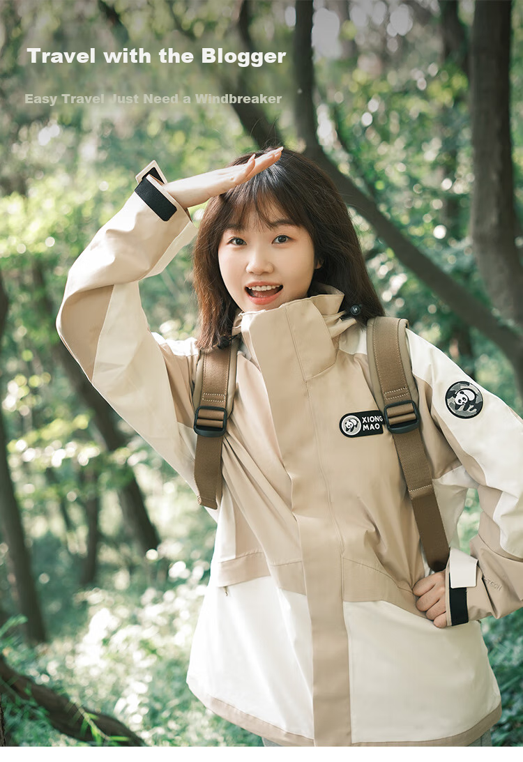 CAMEL Water-Resistant, Oil-Proof, And Waterproof Three-In Hiking Jacket A6B018 Light Mocha Cloud White Men's And Women's Style S 2