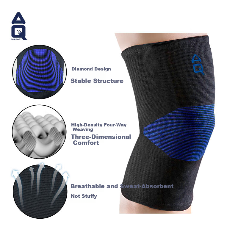 AQ Knee Brace for Sports Running Hiking Cycling, Specialized Knee Joint Protection Equipment, Black Red Blue 10502L, Single Pack
