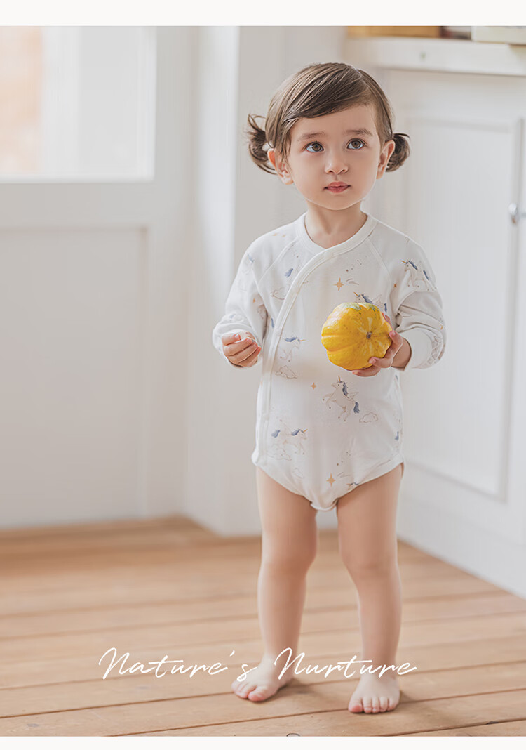 Guaiqi Bear Year of the Horse Baby Pure Cotton Romper Spring and Autumn Homewear Infant Long Sleeve Pajamas Triangle Bodysuit 6