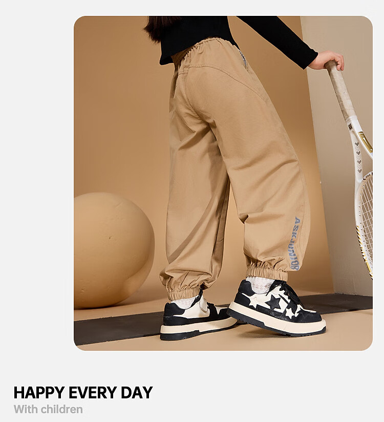ASK JUNIOR Children's Clothing Girls' Youth Autumn Sports Pants Jogger Running Casual Trousers Black 110 11