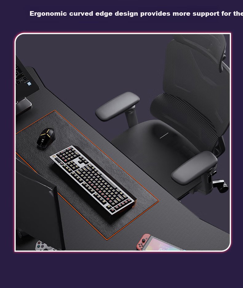 Loctek Black Knight Gaming Desk, Electric Height Adjustable Desk, Computer Office Desk, Carbon Fiber Texture Gaming Board, 1.4M 13