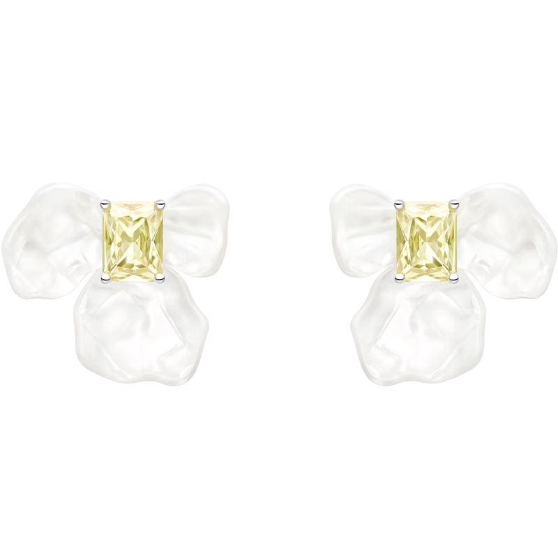HEFANG Jewelry, White Iris Sugar Cube Earrings, Birthday Gift [520 Valentine's Day Gift], Present for Girlfriend