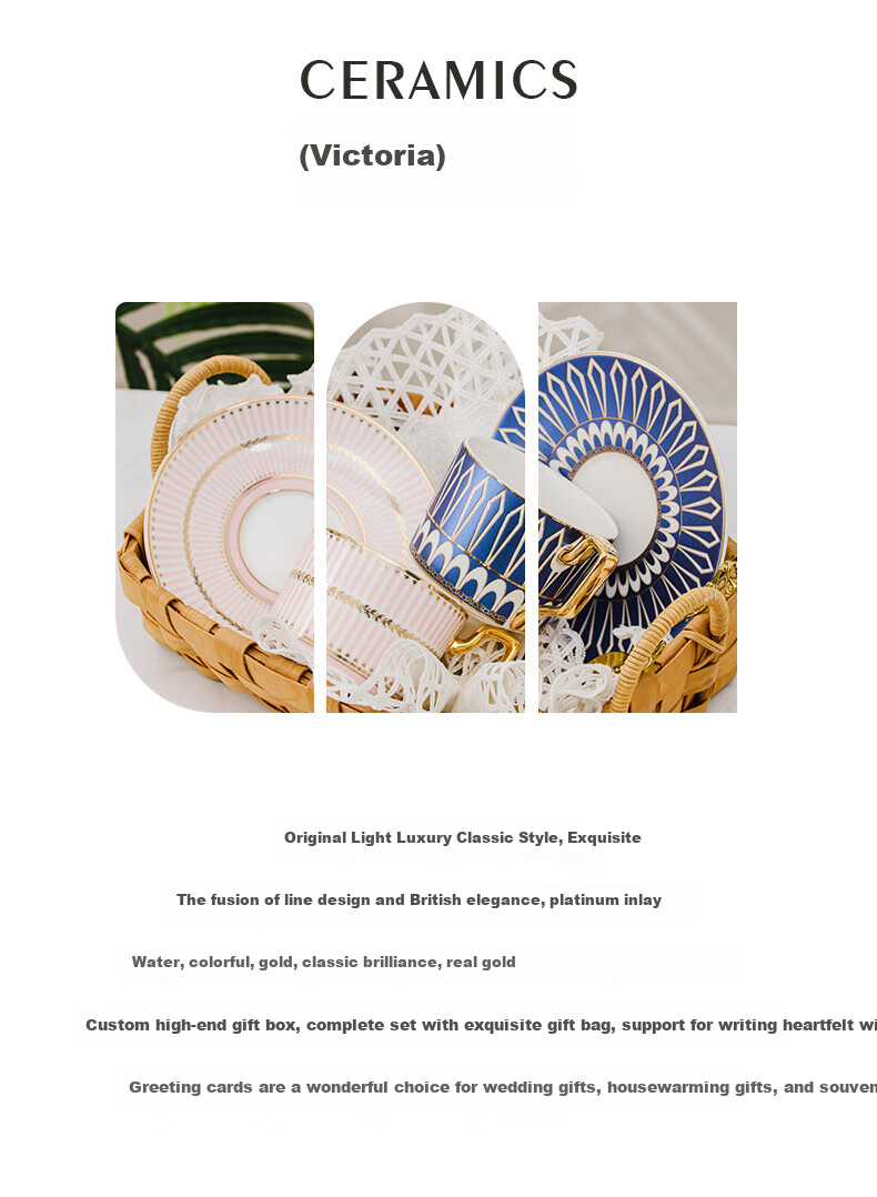 Vidsel Luxury Ceramic Coffee Cup and Saucer Gift Set High-Value Gift Box Couples Gift New Wedding Birthday Housewarming 3