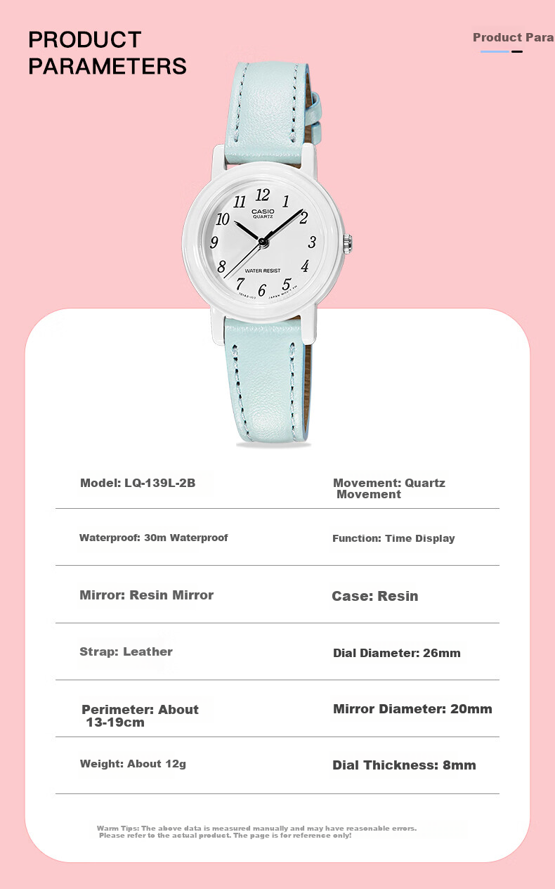 CASIO Watch for Girls, Analog Student Small Dial Children's Watch for Exams [Valentine's Day Gift] LQ-139L 6
