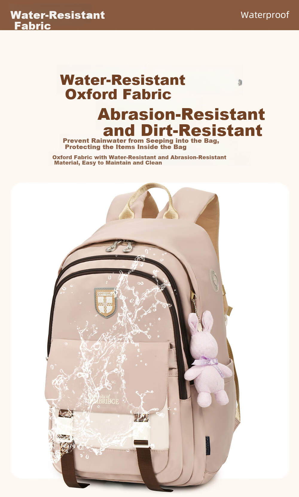 UNIVERSITY OF CAMBRIDGE Cambridge University Middle School Backpack for Girls, High School Student Casual Bag, Large Capacity Lightweight Backpack 9