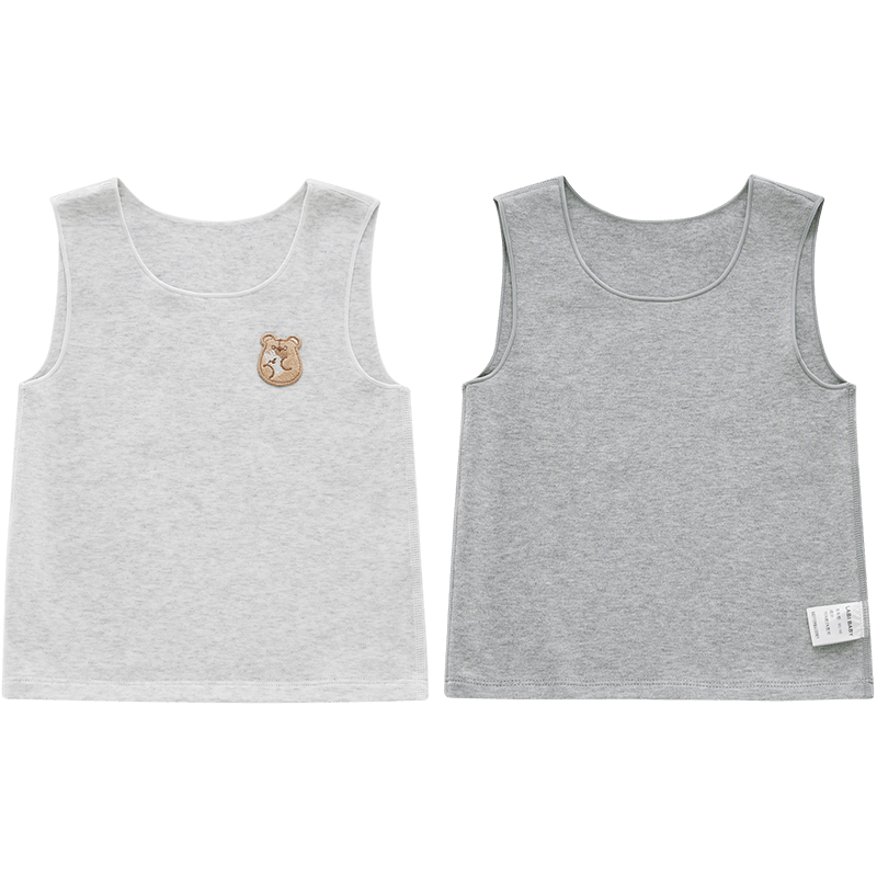 Labi Baby Children's Crew Neck Vest 2-Pack, Four Seasons Stretch, Unisex Toddler Baby Homewear Base Vest, Heather Gray, Size 73