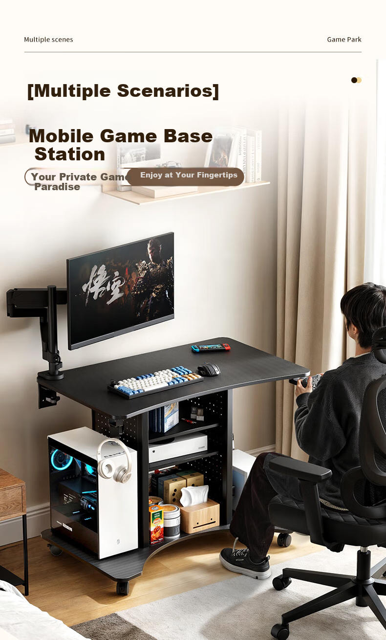 PSEAT Computer Desk Gaming Station with Multiple Scenarios, Compact Desk with Movable Computer Table, Home Gaming Desk 1