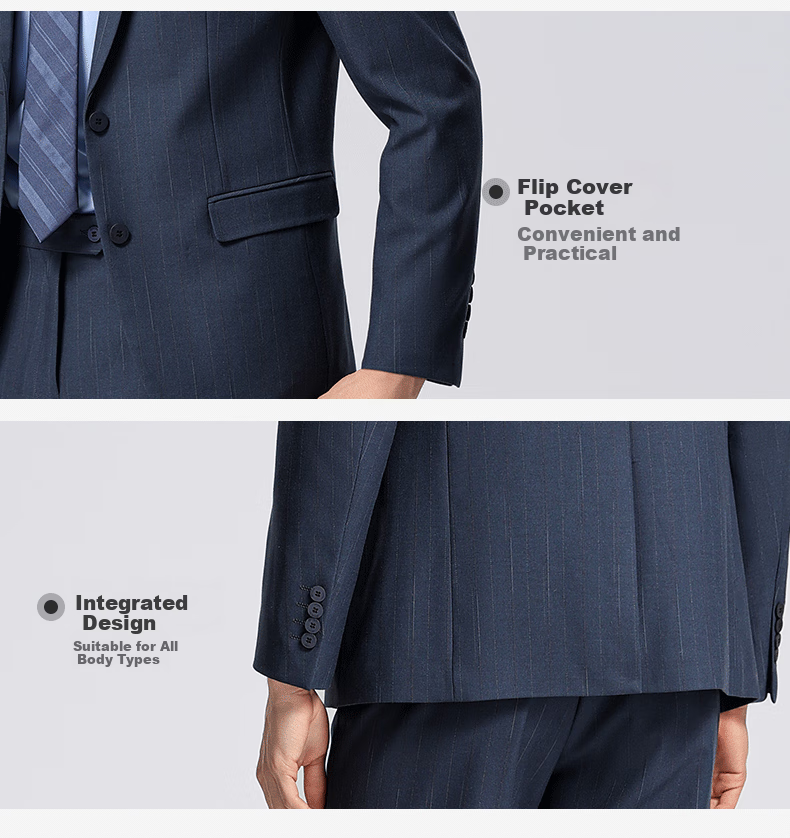 SHANSHAN High-End Suit Set for Men, Wrinkle-Resistant Blazer, Business Formal Wear for Weddings And Events, Father's Outfit, 2-Piece Set 8