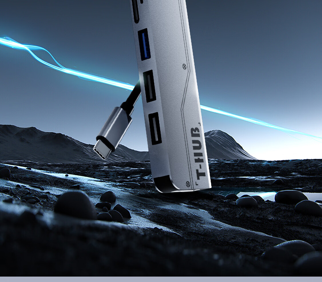 ThundeRobot Type-C Expansion Dock, USB3.0 High-Speed Expansion Dock, 4K60Hz Thunderbolt HDMI Interface Expander, Compatible with MacBook, Huawei Laptops, Converter for IPad 2