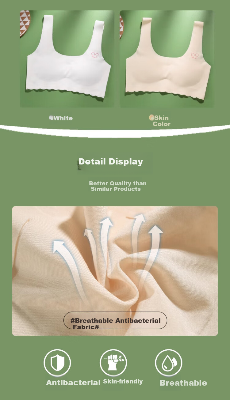 Zaishuo Girls' Underwear for Middle And High School Students, Puberty Stage Two And Three Development, Sports Running Seamless Thin Bra Vest 8