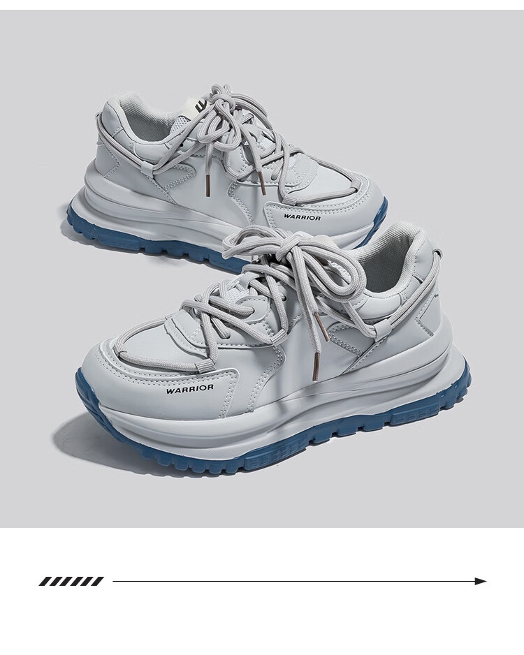 Warrior Official Women's Shoes 2026 Spring Sports Shoes Women Thick Sole Height Increasing Sneakers Women Green Beige 38 12