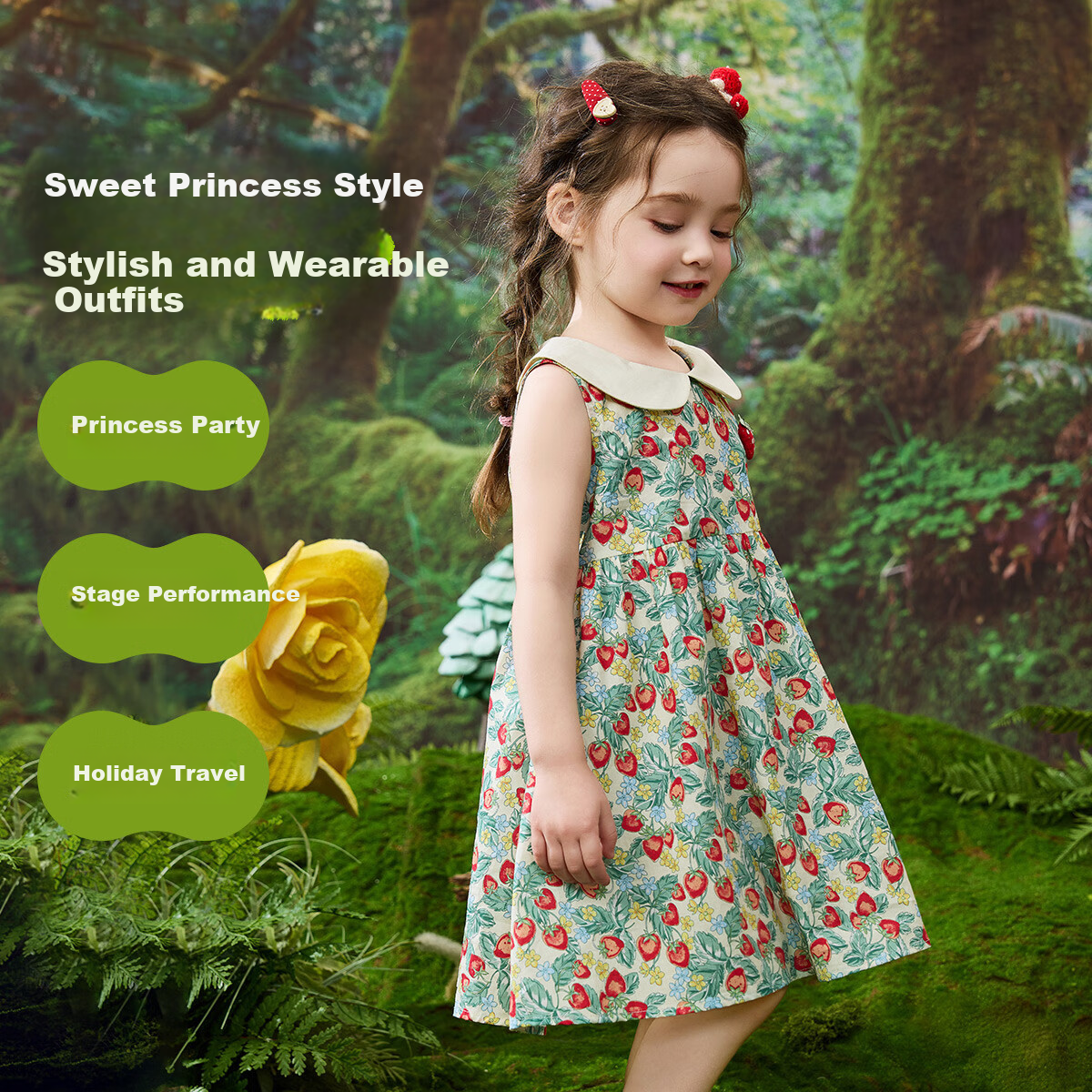 ASK JUNIOR Baby Girl Summer Dress with Peter Pan Collar, Sleeveless Sundress for Children's Vacation And Princess Dress 4