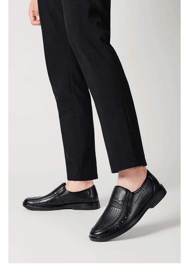 Warrior Leather Shoes for Men, 2025 Autumn New Style, Hollow Breathable Soft-Soled Formal Business Shoes, 2359 Black, Size 43 8