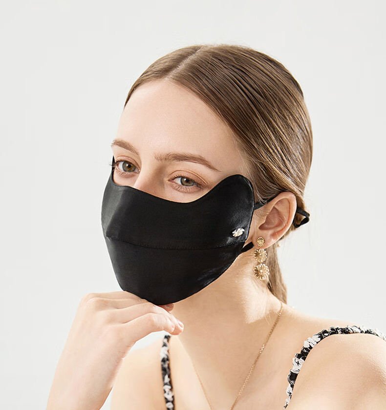 ELLE [Grade A Mulberry Silk] Silk Sun Protection Face Mask for Women, Cooling Face Cover, Gift for Girlfriend 12