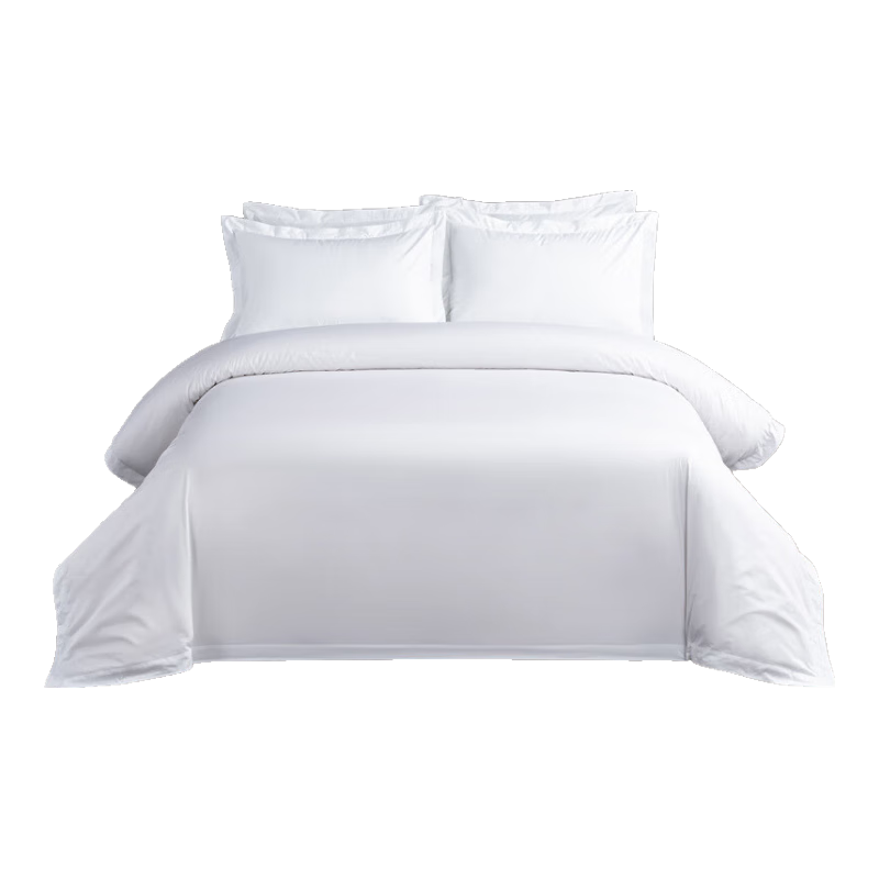 ZiiU Hotel Four-Piece Bedding Set, White Pure Cotton Bedsheet And Duvet Cover for Hotels And Guesthouses, White, 1.5-Meter Bed