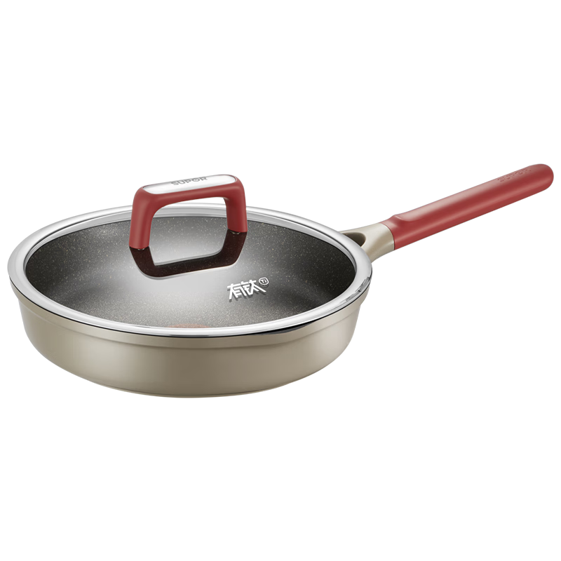 SUPOR Titanium Non-Stick Healthy Frying Pan, Flat Bottom Pan, 26cm, Compatible with Induction And Gas Stoves, Easy to Clean, Low Smoke