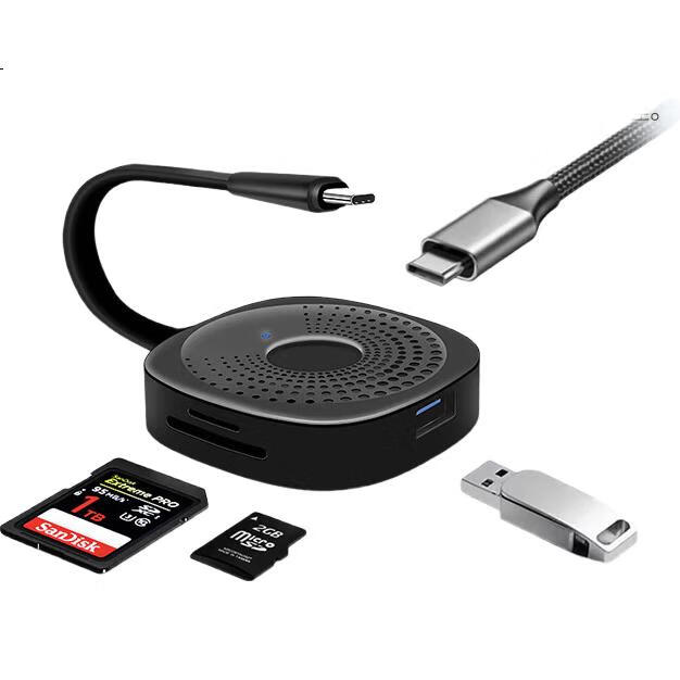 Isky Кардридер Type-C 3.0 SD/TF, 4-в-1, для iPhone/iPad/компьютеров, черный