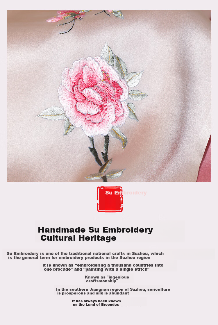 Hangsilu Suzhou Embroidery Silk Scarf for Women, Neck Protection Mulberry Silk Shawl, Birthday Gift for Wife Or Mother, High-End Practical Present 3