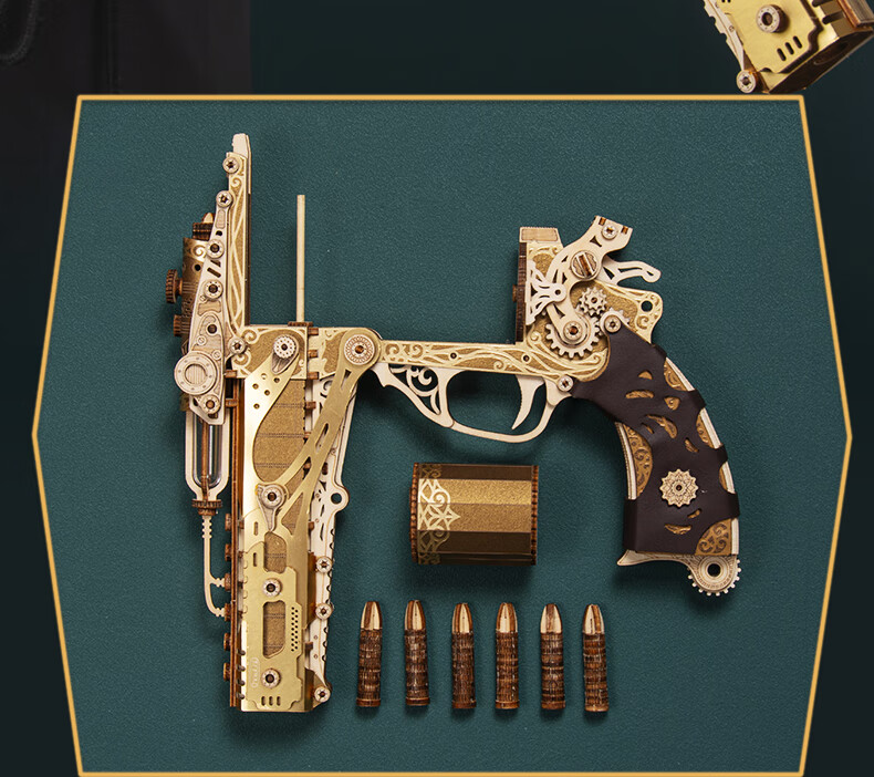 Playful Valley Fantasy Steam Revolver Building Block Model Toy Jade Blue Boys Birthday Holiday Gift for Boyfriend 5
