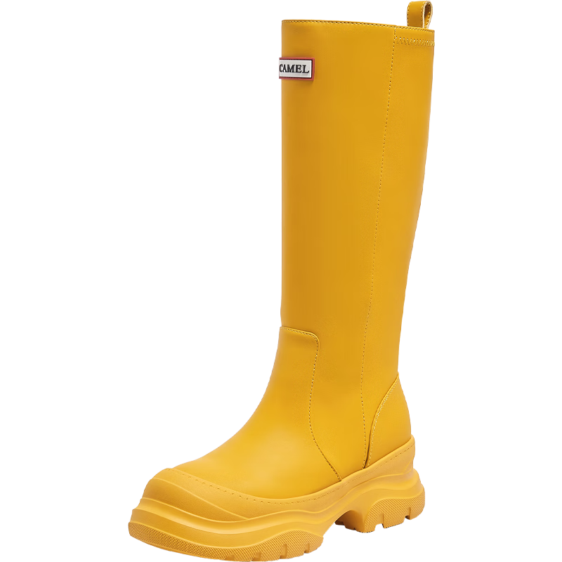 CAMEL Rainbow Rain Boots Women Lightweight Outdoor Casual Long Boots L25W577028 Yellow Size 37