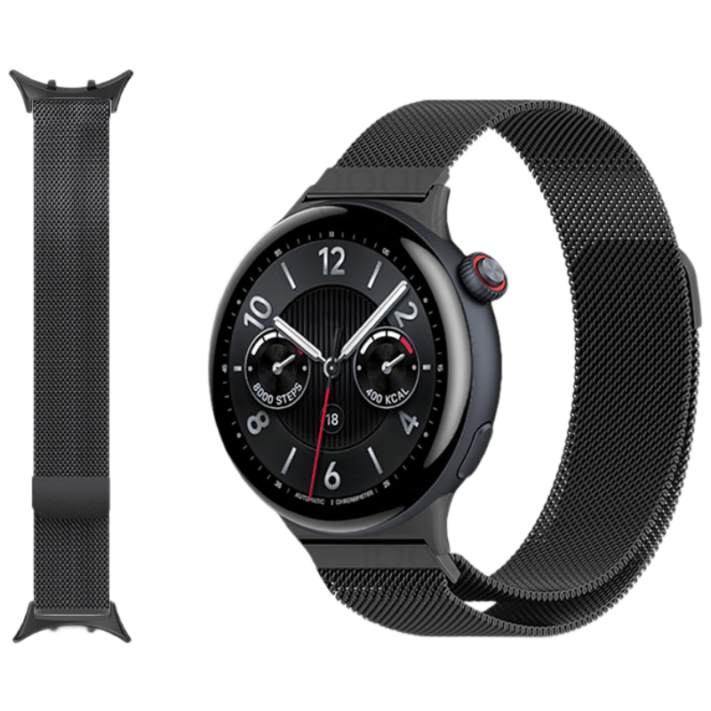 Iboann Compatible with Vivo Watch 5 Strap, Stainless Steel Version, Smart Sports IQOO Watch 5 Watch Band, Silicone New Men's Style Watch Replacement Accessory, Summer Magnetic Metal Accessories