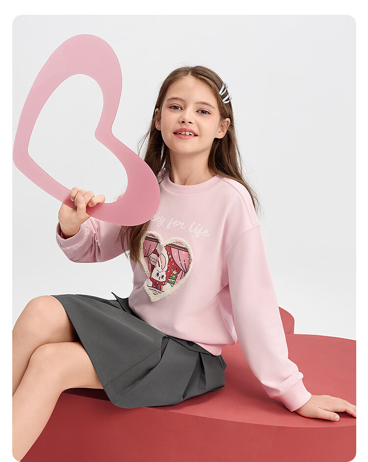 BALABALA Children's Clothing, Girls' Sweatshirt, Autumn T-Shirt for Older Kids, Sweet And Fashionable, 208325121002 5