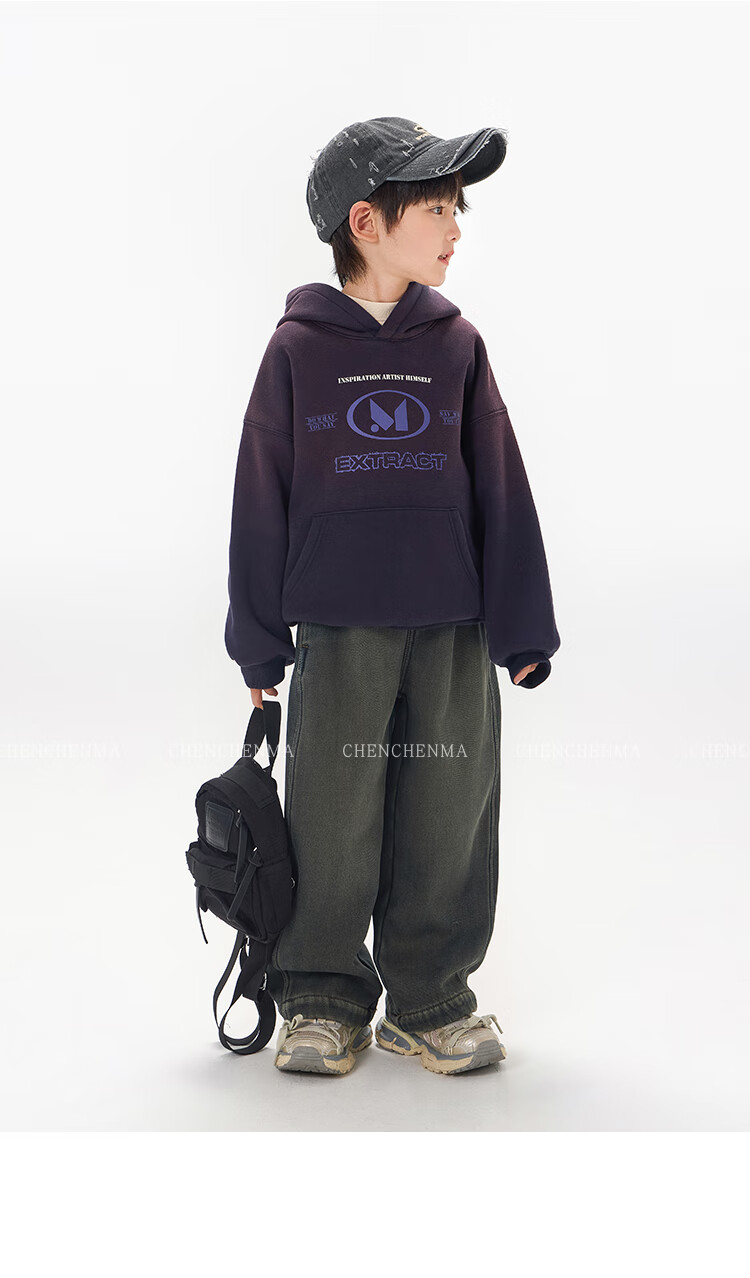 Chenchen Mom Gradient Parent-Child Gradient Color Hooded Fleece Sweatshirt 6762D 19