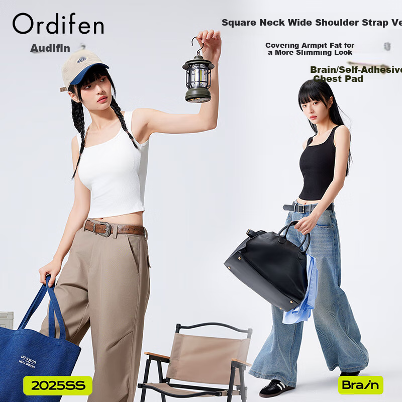 Ordifen Women's Camisole Tank Top, No Bra Needed, One-Piece Undershirt, Conceals Side Boob, Prevents Wardrobe Malfunction, 7A Antibacterial Inner Layer, 2025 New Style