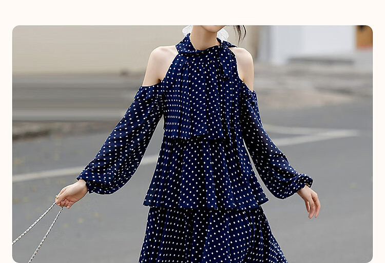 Dme [Lightweight Dots] Summer Girls' Style Vacation Tie-Waist Cake Skirt, Off-Shoulder Floral Elegant Women's Dress 3