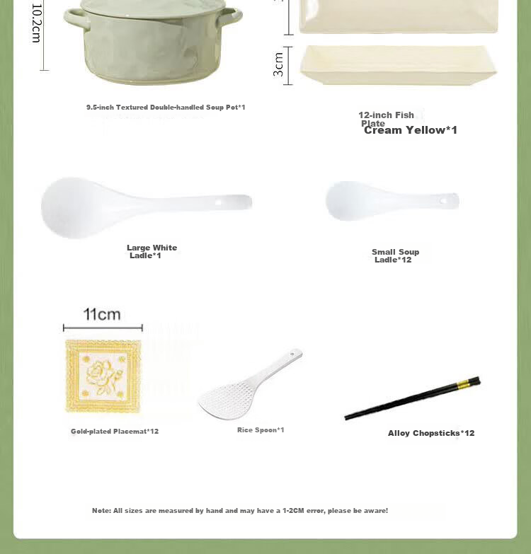 CERAMICS [JINGDONG Limited Edition] Cream-Colored Bowls And Plates Tableware Set with Underglaze Paint, Housewarming Gift, 80-Piece Gift Box Set 8