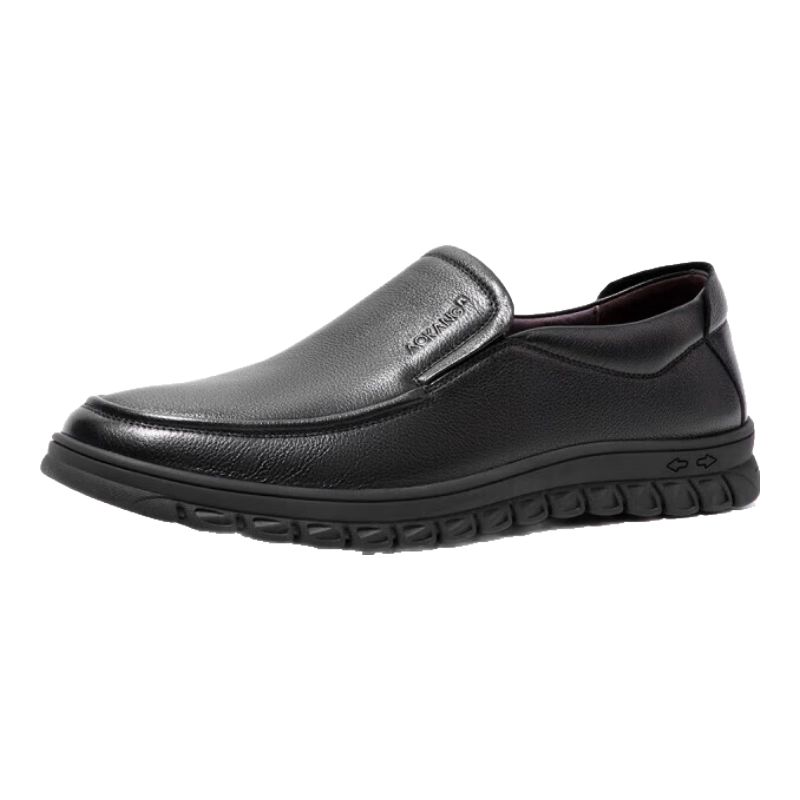 Aokang Leather Shoes for Men, Business Casual Slip-On Comfortable Daily Simple Driving Casual Leather Shoes, Black, Size 40