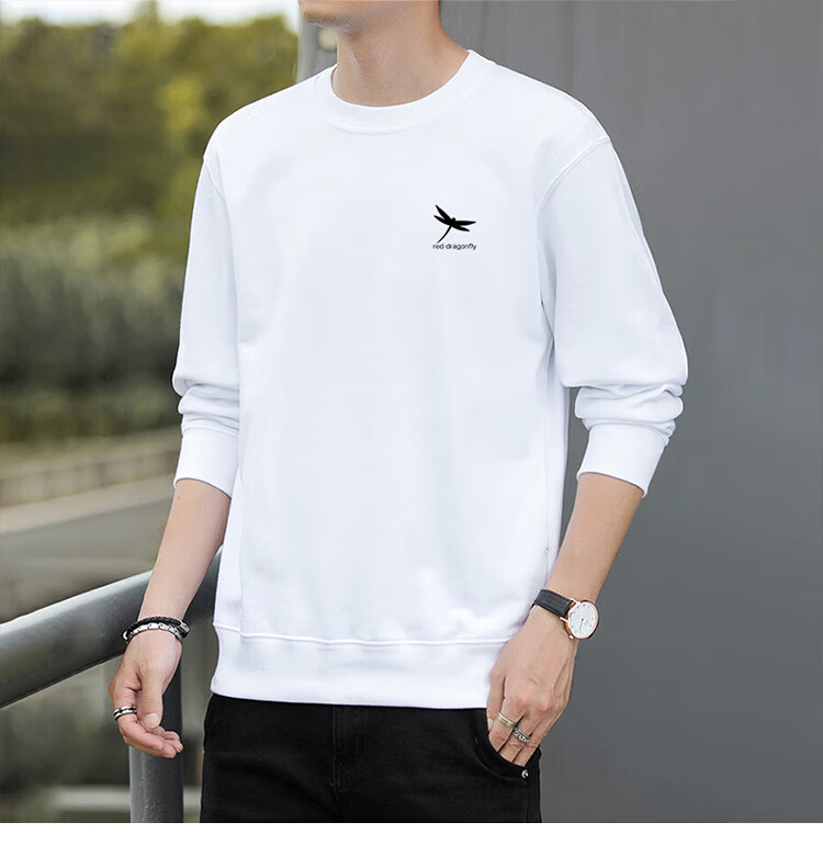 RED DRAGONFLY Sweatshirt for Men, Casual Fashion Printed Simple Round Neck Long-Sleeve T-Shirt Top Versatile Slightly Elastic Pullover Gray 3XL 7