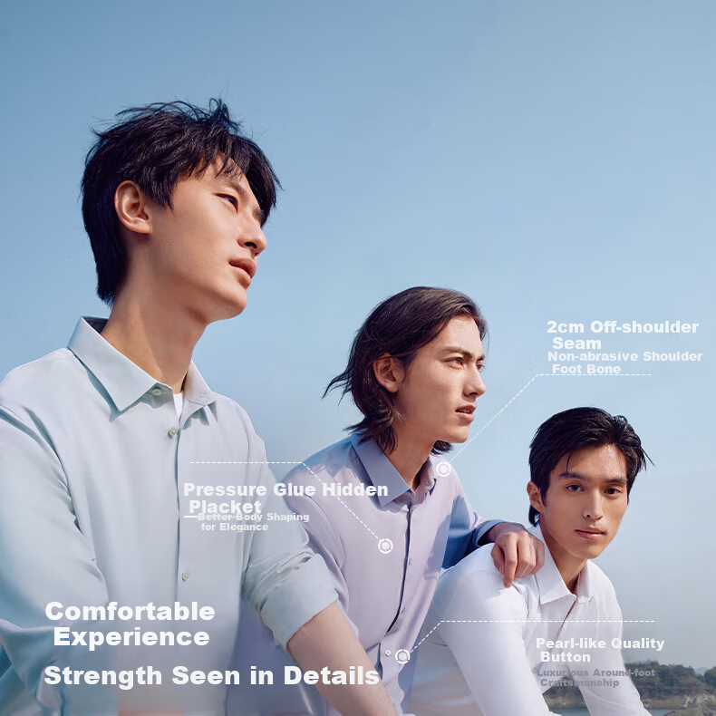 Hodo [Light Cloud Shirt] Modal Silk Blouse, Men's Long-Sleeve Casual Shirt, Wrinkle-Free Dress Shirt 10