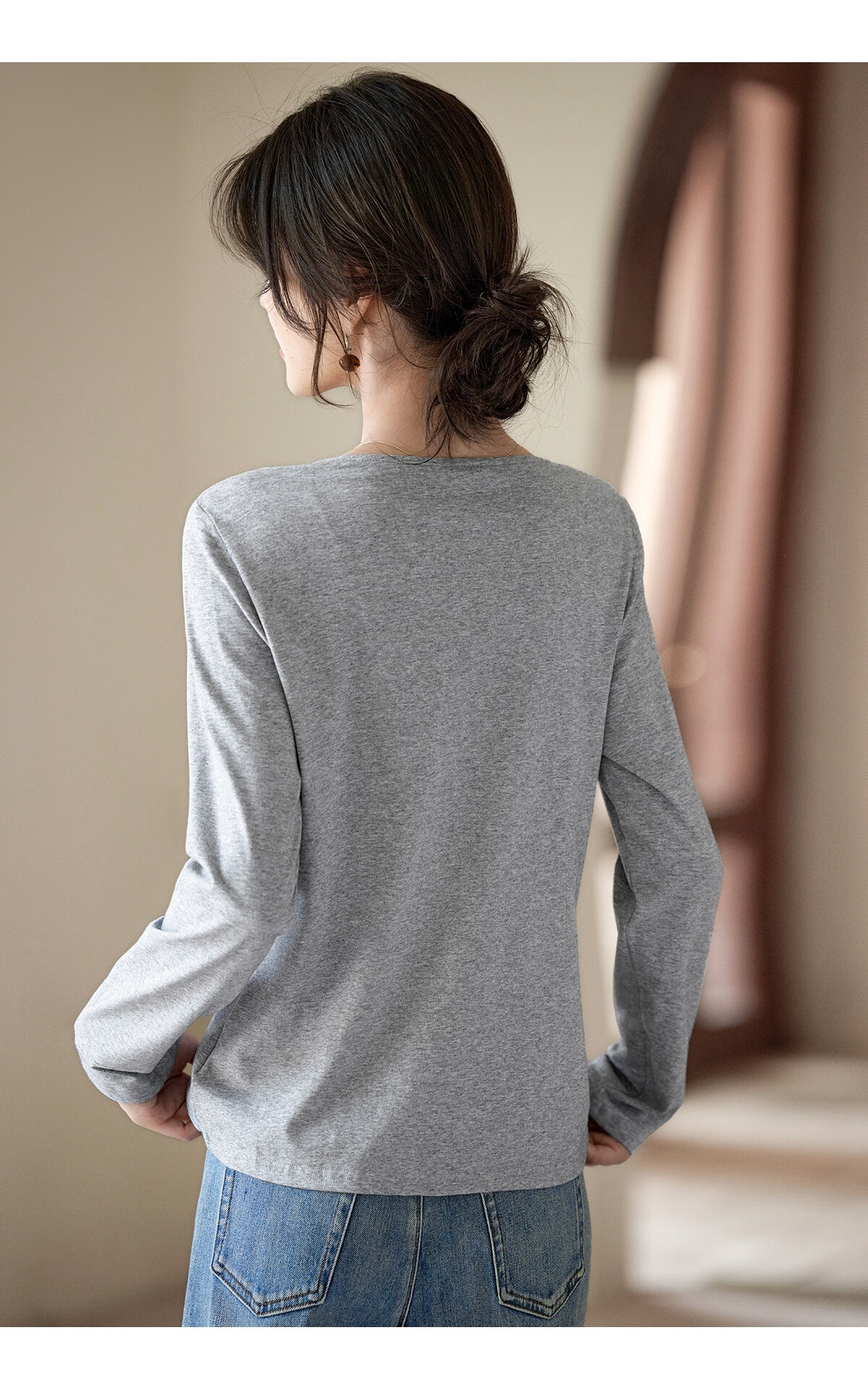 Taxiang Long-Sleeve T-Shirt for Women, Fashionable Faux Two-Piece Top, Round Neck, Versatile for Commuting, Slimming Base Layer, Women's T-Shirt T53T094 13