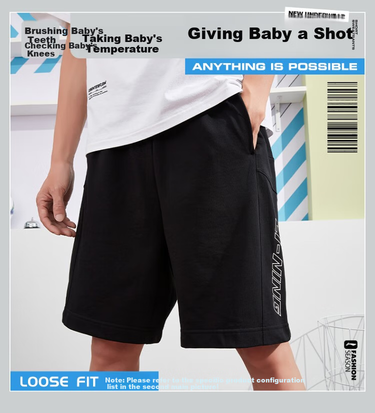 LI-NING Men's Fashion Casual Versatile Breathable Skin-Friendly Comfortable Sports Running Shorts 3