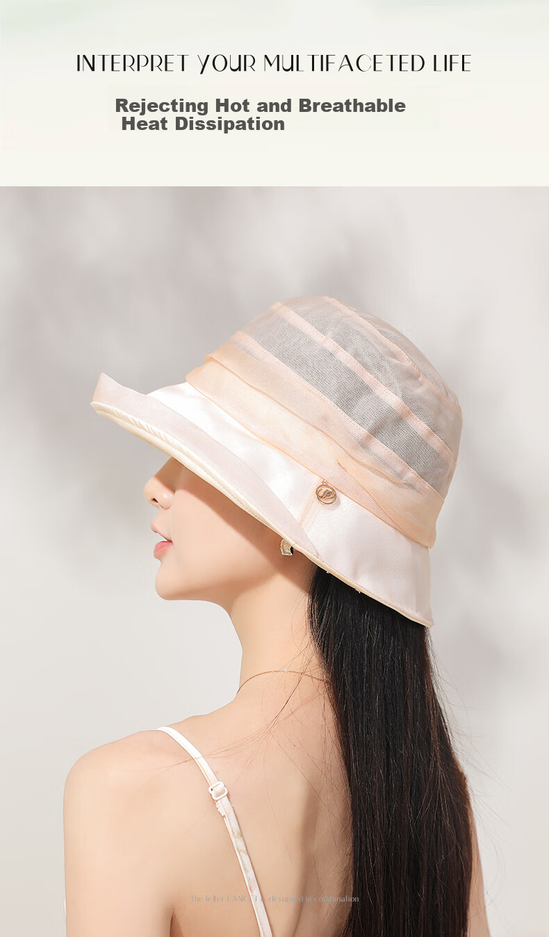 FANCET Mulberry Silk Sun Hat for Women, Summer Elegant Rolled-Edge Hat, Lightweight Silk Sun Protection Fisherman Hat, Birthday Gift for Elders 5