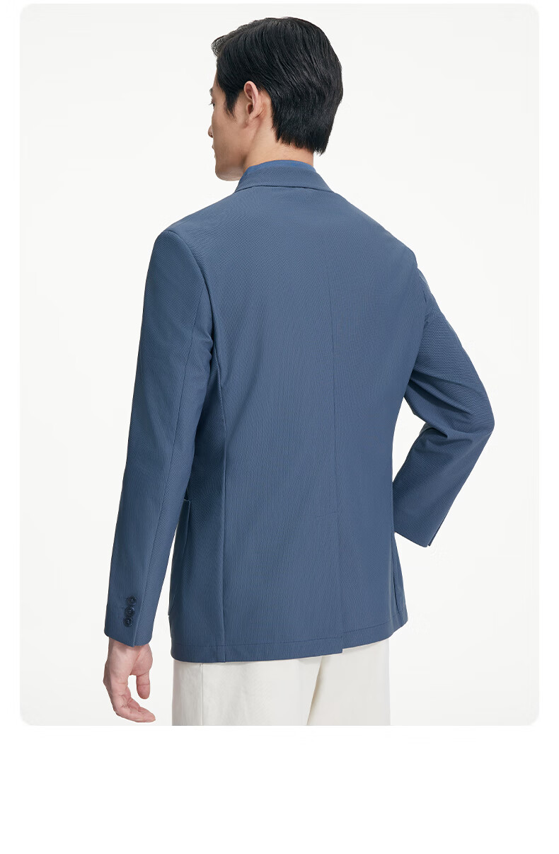 Goldlion [Stretch Breathable] Spring Summer Men's Single-Breasted Slim Fit Business Casual Blazer Jacket Gray Blue 48A 11
