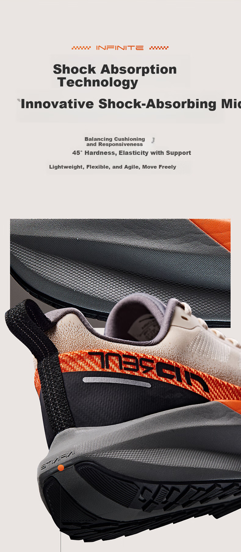ERKE Running Shoes, Men's Sneakers, Soft Cushioning, Shock-Absorbing, Men's Style Running Shoes, Non-Slip, Wear-Resistant, for Running 4