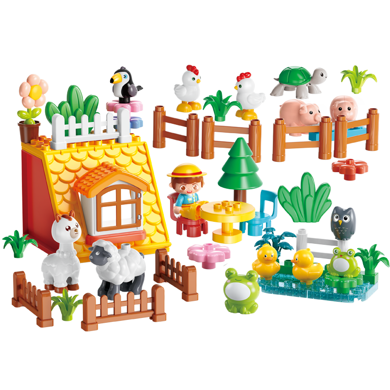 FEELO Compatible LEGO Large Building Blocks Children's Assembly Toy Boys Girls Birthday Gift Happy Ranch Y42012