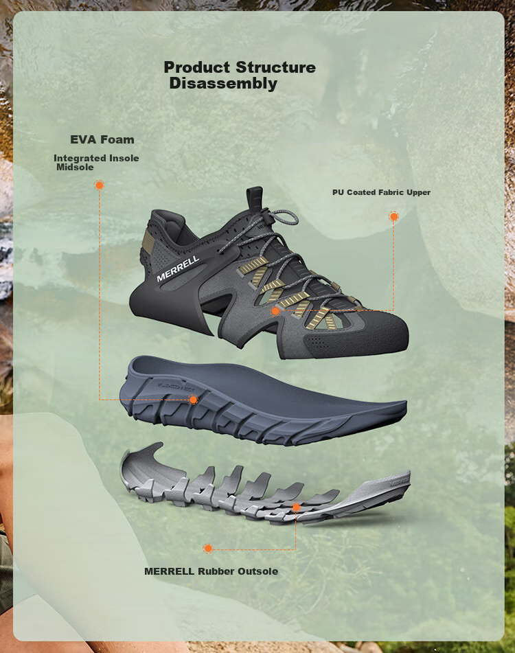 Merrell Outdoor Stream Trekking Sandals MAIPOSIEVE Lightweight Breathable Non-Slip Outdoor Camping Casual Sandals J031 Gray Blue 42 2