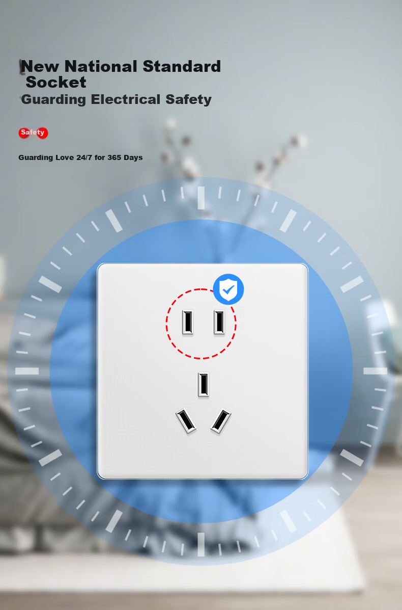 International Electrical White Matte Skin-Feel Tempered Glass Switch Socket Panel, 86-Type Household Wall-Mounted Single Switch with Five Holes, Five-Hole Socket 5