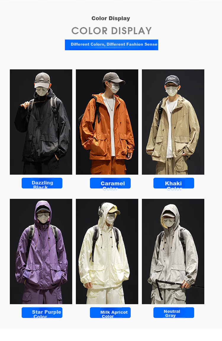 Dingfengbaoluo American-Style Workwear Sun Protection Jacket for Men, Spring And Summer Loose Thin Ice Silk Breathable Outdoor Coat, DC21 Unisex Gray M 3