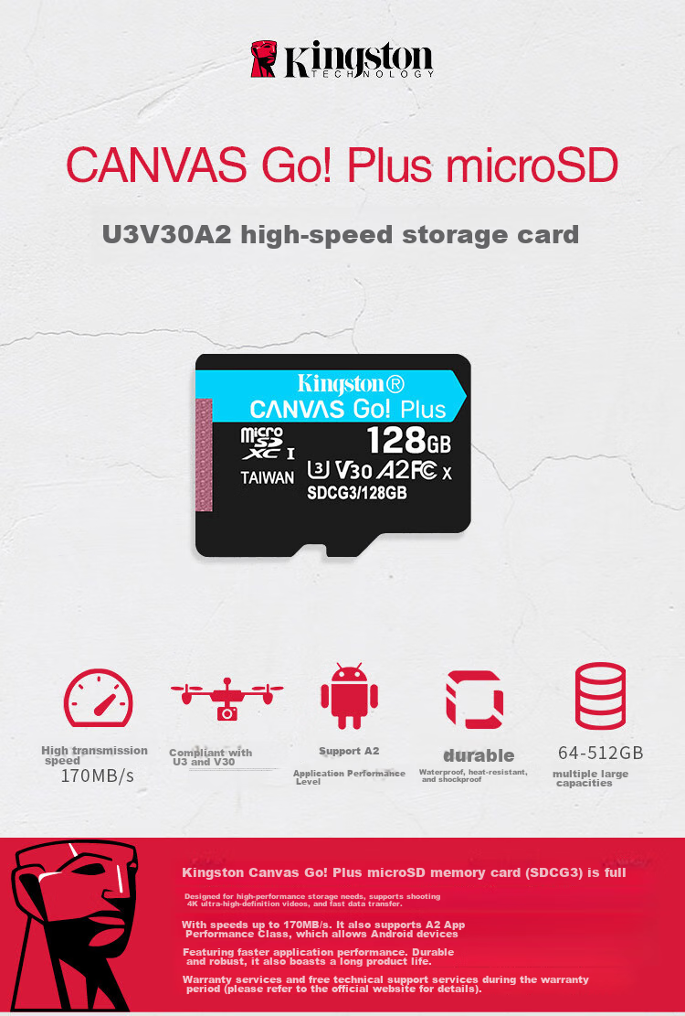 Kingston 128GB TF Card Upgraded Version, More Suitable for Drones & Action Cameras [DJI Package Exclusive] 1