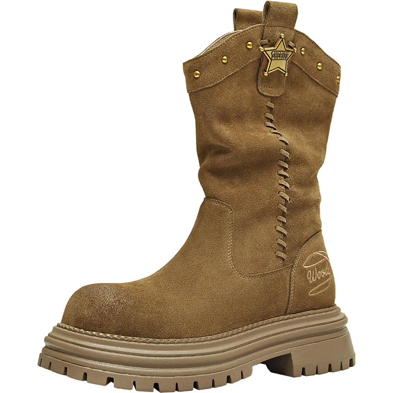 TEENMIX Wu Xuanyi Toy Story Western Boots Women's Suede Woody Yellow Size 36