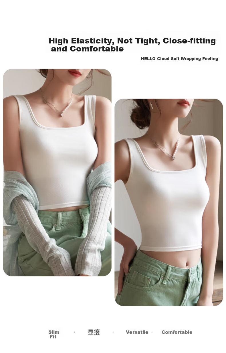 LangSha Women's Camisole Tank Top, Spring/summer 2026 New Style, Pure Cotton with Built-In Bra Pads, Beautiful Back Design, Suitable for Inner Wear Or Outer Wear As A Base Layer Top 13