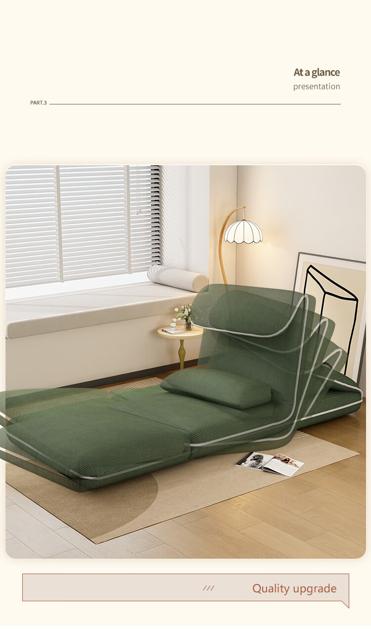 Yupin Balcony Lazy Sofa Bed Integrated Folding Single Bed Dual-use Bedroom Sofa Bay Window Tatami S350 8