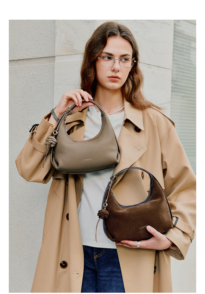 La Festin Top-Grain Leather Crescent Bag for Women, 2026 New Style Genuine Leather Handbag, Shoulder Crossbody Underarm Bag, Birthday Gift for Wome 5