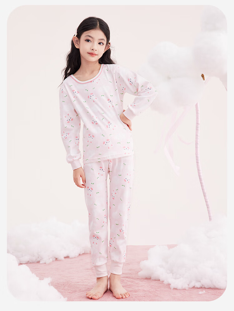 DEESHA Girls' Pure Cotton Thermal Underwear Set, 7A Antibacterial, 40S Tight Spun, Autumn Long Johns for Older Children 6