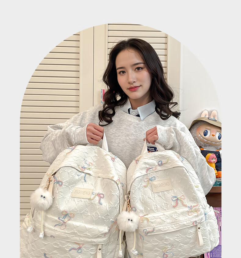 JINSHIWQ High-Value School Backpack for Girls, Junior High, High School, and College Students, New Stylish Japanese-Style Versatile Travel Shoulder Bag 1