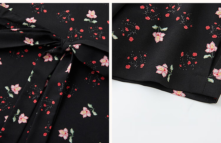 Dme [Jiweini Garden] Summer Sweet Style Round Neck Floral Print Waistless A-Line Dress for Petite Wome 7
